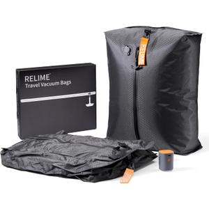 Relime Classic Series Vacuum Bags for Travel Luggage with Wireless Pump, Compression Bags for Carry On Suitcases and Backpack, Vacuum Seal Packing cube for Cloth Packing (2PC + PUMP)