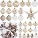 Champagne Christmas Ornaments - 52 Pack Plastic Shatterproof Baubles Set for Tree, Wreath, Wedding & Party Indoor Decor