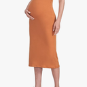 POSHDIVAH Women's Maternity Skirt Over The Belly Midi High Waisted Solid Stretchy Pregnancy Pencil Skirt, Size XXL