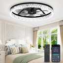 Aphyni Crystal Ceiling Fans with Lights and Remote, 20" Low Profile Flush Mount Ceiling Fan with 7 Blades, 6 Speeds, 3CCT Dimmable LED Light (3000K-6500K), Modern Fandelier Ceiling Fans for Bedroom