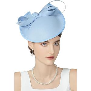BABEYOND Derby Hats for Women Kentucky Fascinators Tea Party Hats Headband Felt Large Fascinator for Wedding (One Size, Blue)