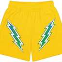 DIOTSR Mens Retro Lightning Graphic Shorts Casual Streetwear Basketball Shorts Athletic Running Shorts with Pockets,XS