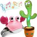 Pbooo Dancing Talking Cactus Toy and Crawling Crab Baby Toy Set - Interactive and Fun Toys for Babies and Kids