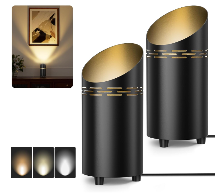 2 Pack Uplights Indoor Floor Can Lights, 3000K/4000K/6000K Spotlight Indoor with GU10 Bulbs, Uplighting Spotlights with Foot Switch for Living Room Corner Sofa House Plant Wall Artwork Decor 