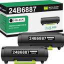 24B6887 Black Toner Cartridge (with Chip) Replacement for Lexmark 24B6887 Toner Cartridge High Yield Works with M3250 XM3250 Printer (2-Pack, 22,000 Pages)