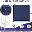 IPYNBAP Outdoor Chair Cushions Set of 4 -Waterproof Outdoor Seat Cushions for Patio Furniture, Patio Chair Cushion with Handle and Ties, Square Out Door Chair Pads,19" x 19" x 3", Navy Blue