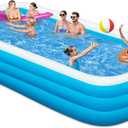 Large Inflatable Swimming Pool - 145"x74"x22" Big Blow Up Kiddie Pool with Repair Patch, Oversized Family Pool for Backyard Outdoor (145"x74"x22")