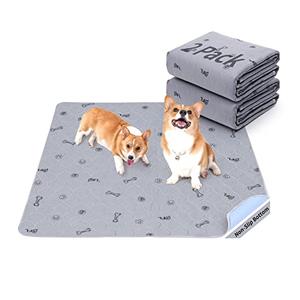 Washable Pee Pads for Dogs, 24x36 Reusable Absorbent Whelping Pads with Non-Slip Waterproof Bone Print, 2 pcs