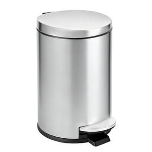 TIPGO Small Trash Can with Lid Soft Close, 4.5 Liters / 1.2 Gallon Bathroom Garbage Can, Mini Step Trash Bin, Stainless Steel Wastebasket for Bathroom, Bedroom, Office (Silver)