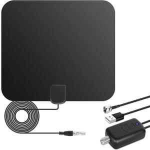 Amplified HD Digital TV Antenna Long 250+ Miles Range - Support 1080p for Samsung Tv Model Un40j5200af - Indoor Smart Switch Amplifier Signal Booster - Extra Long HDTV Cable/AC Adapter