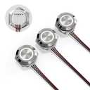 3PCS 12mm Momentary Push Button Switch 12v Touch Power Button Ultra-Thin Switch IP67 Waterproof 5v to 24v with Plug-in Quick Connect Terminals White LED Illuminated（White Stainless Steel）