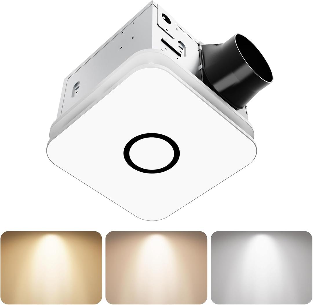 OFANKU 2-in-1 Bathroom Exhaust Fan with Light, 32W Quiet Vent Fan - 130 CFM & 1.5 Sones, 1200lm LED Light - 3000K/4000K/5000K Adjustable, Easy to Install, Bathroom Fans for Home, Bath, Hotel, Etc.