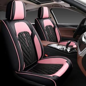 SKUYO Comfortable Leather Auto Car Seat Covers Front & Rear Seat Protector Fit Sedan SUV 5 Seats Full Set Universal Fit. (Black & Pink) SKUYO Comfortable Leather Auto Car Seat Covers Front & Rear Seat Protector Fit Sedan SUV 5 Seats Full Set Universal Fit. (Black & Pink)