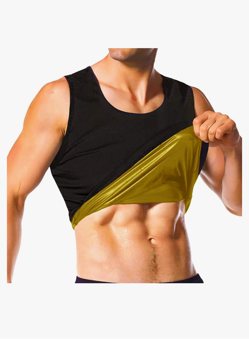 Sauna Shirt for Men, Short Sleeve Sauna Suit, Sweat Body Shaper Mens Sauna Vest Gym Exercise Tank Top, Size S/M