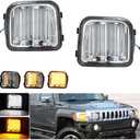 Clear Lens Switchback White/Amber Sequential LED Lamp Compatible with 2006-2010 Hummer H3 H3T Front Bumper Corner Side Marker Parking Turn Signal Lights