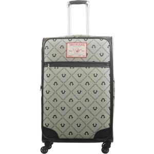True Religion 31" Rolling Luggage, Soft Sided Suitecases with Spinner Wheels, Black/Gray, 31 Inch