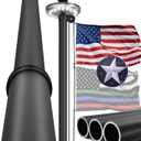 IIOPE 15 FT Heavy Duty Flag Pole, Solar Light, 100MPH Tested Outside House