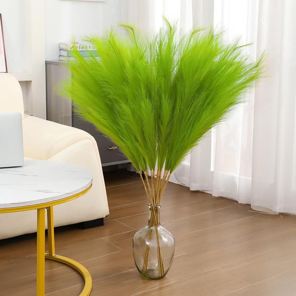 43" Green Pampas Grass Decor - 8 PCS Tall Faux Pampas Grass for Floor Vase Fluffy Artificial Pampas Grass for Wedding Boho Home Baby Shower Mothers Day Decoration