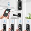 Smart Door Lock Set for Front Door, Zowill 7-in-1 Fingerprint Deadbolt with App Control, Keyless Entry Door Lock with 2 Lever Handles, Biometric, Touchscreen Keypad, Auto Lock, Matte Black