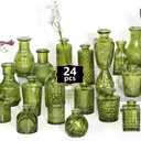 24PCS Mini Bud Vases As Wedding Centerpieces for Tables,Clear Bud Vases for Flowers,Small Flower Vases Suitable for Birthday Party,Anniversary,Wedding Reception,Baby Shower (Green, 24PCS)