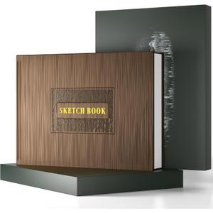 CAGIE Hardcover Sketch Book for Drawing, Art Paper Sketchbook 185 GSM, 11.7" x 8.9" Large Sketchbook with Thick Paper, 60 Sheets, Brown