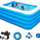 Inflatable Swimming Pool, 71 x 51 x 28 Full-Sized Blow Up Pool, Kids Family Pool for Summer Water Party, BPA-Free Above Ground Blow Up Kiddie Pool Ball/Sand Pit, Outdoor, Garden, Backyard