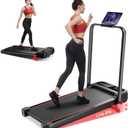 RHYTHM FUN Incline Foldable Treadmill, Walking Pad Treadmill with Incline, 300 lbs Portable Treadmills with Handles for Home Office Use, Under Desk Compact Walking Pad (Black with Incline)