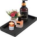 Acacia Wood Decorative Vanity Tray - 11.8 x 5.9 inches Suitable for Countertop Bathroom Sink Dresser Toilet Tank - Modern Decor Tray for Keys Wallets Towels Perfumes Plant Pots (Black)