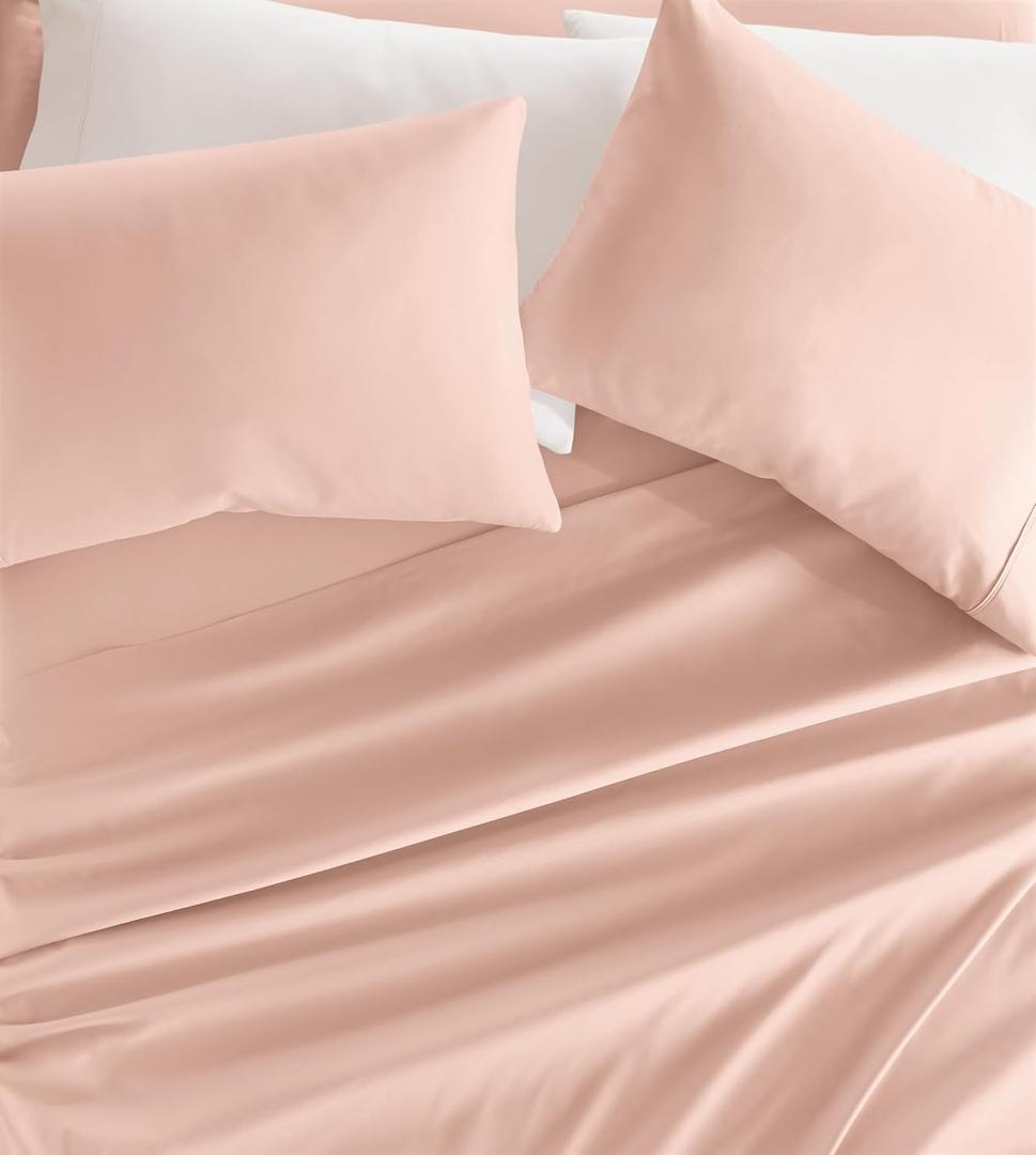 Linen Market Double-Brushed Microfiber Full Sheet Set 4 Piece  Oeko-TEX Certified Ultra Soft & Wrinkle-Free - 16" Deep Pocket Sheets - Easy Care Full Size - Blush