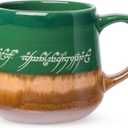 Silver Buffalo Lord of The Rings Elven Text High Gloss Reactive Glaze Tapered Pottery Mug,14 Ounces