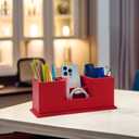 UnionBasic Desk Organizer, Desktop Caddy Leather Multi-compartment Pen Holder Office Stationer Organizer, Red