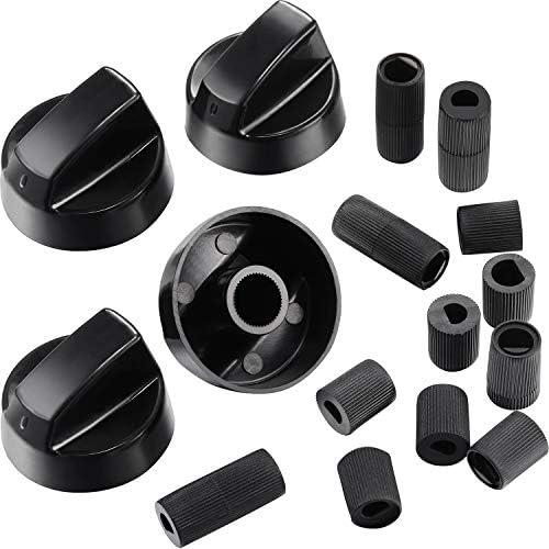 Jetec 4 Pack Control Knobs Replacement with 12 Adapters for Oven/Stove/Range, Please Check Carefully Whether The Dimensions in Figure Match(Black)