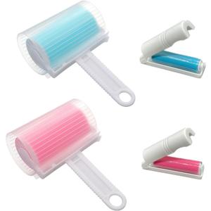 4 Pack Sticky Lint Roller with Cover,Reusable Washable Travel Dust Picker Cleaner Remover Cleaner with Cover for Clothes Pet Hair Debris Carseats