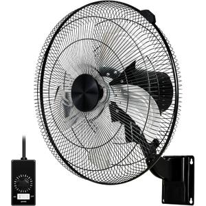 Simple Deluxe 18 Inch Household Commercial Wall Mount Fan, 90 Degree Horizontal Oscillation, 5 Speed Settings, Black