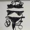 Lilosy Sexy Choker Floral Lace Scallop Sheer Underwire Push Up Garter Belt Lingerie Set 3 Piece Size XS