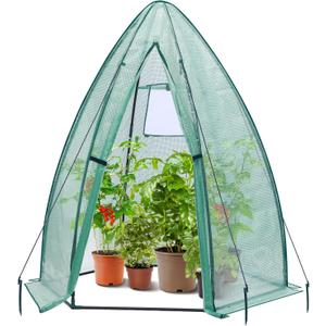 Portable Plant Protector from Animals, Ohuhu Greenhouse for Outsides with Durable PE Cover, Heavy Duty Green House with Zippered Door Mesh Window for Vegetables Flowers Fruits Herbs, 63x54x71 Inch