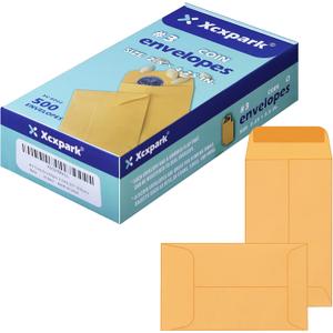 Xxcxpark 500 PCS #3 Coin Envelopes, 2-1/2 x 4-1/4 inches Brown Kraft Envelopes Classic Small Parts Envelopes with Self Adhesive Gummed Flap for Coins, Cash, Credit Cards, Seeds