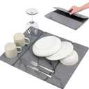 Large Stone Drying Mat for Kitchen Counter, Quick Dry Stone Mat Kitchen, Superb Absorbent Foldable Diatomaceous Earth Dish Drying Mat for Dishes Bottles Cups (Gray, Large) (19.6" x 15.7")