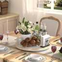 Oroyutor 16-Inch Oak Lazy Susan with Gold Rail and White Finish