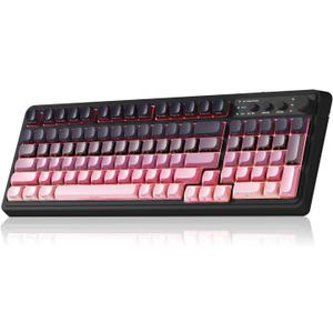 AULA S99 Keyboard, Wireless Gaming Keyboard Bluetooth Ergonomic Creamy Computer Keyboards Cute Full Size Backlit Tri-Mode BT/2.4GHz/USB-C for PC Laptop - Black & Pink Gradient
