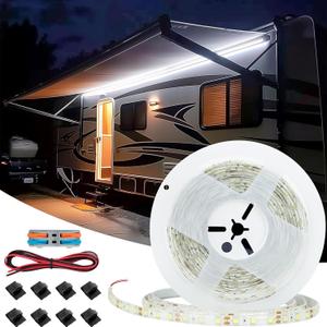 RV Awning Lights 20ft, 12V LED Light Strip, 6000K Camper Awning Lights, Waterproof RV Light Exterior, Trailer Canopy RV Outdoor Light (Cool White)