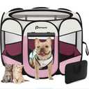 Dog Cat Playpen Indoor Outdoor for Puppy Pet Dogs Cat Travel and Recovery After Surgery, Dog Enclosure Tent Crates Cage Indoor/Outdoor, Portable Pop Up Dogs Kennel with Carrying Case (Pink, Small)