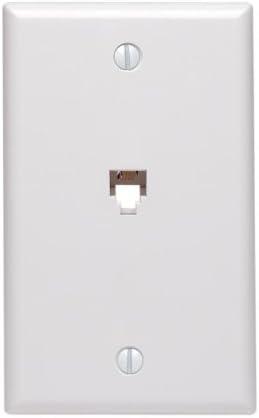 Leviton Midsize Telephone Wall Jack, 6P4C, 40539-PMW, White