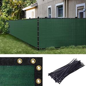 Amgo 6' x 12' Green Fence Privacy Screen, Commercial Standard Heavy Duty Windscreen with Bindings & Grommets, 90% Blockage, Cable Zip Ties Included (We Make Custom Size)