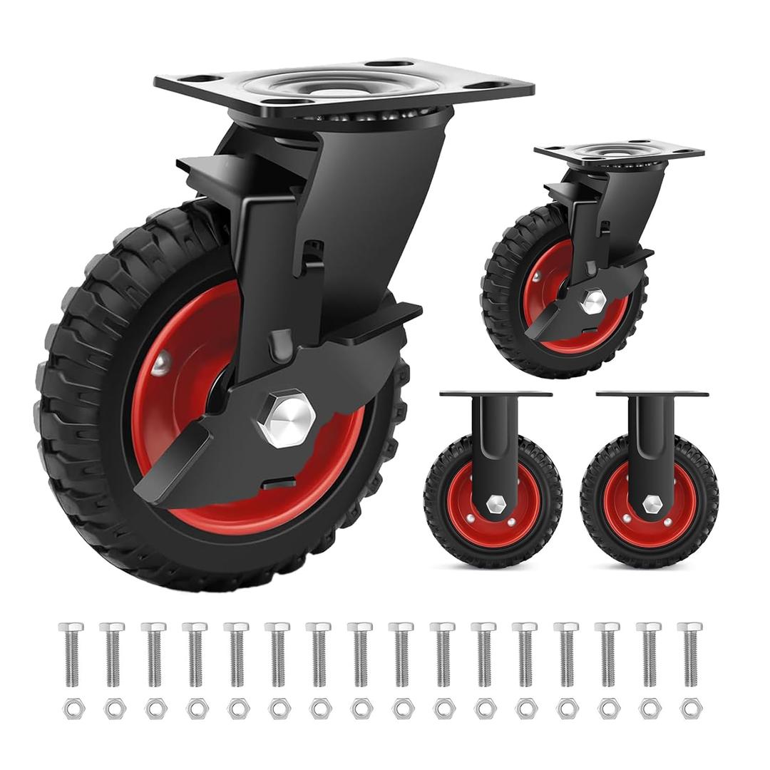 6 Inch Outdoor Caster Wheels Set of 4 Heavy Duty for All Terrain
