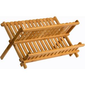 Sagler wooden dish rack plate rack Collapsible Compact dish drying rack Bamboo dish drainer