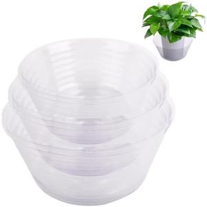 BUWUSMU 18 Pieces Plastic Plant Saucers - Clear Deep Drip Trays, Thickened Saucers for Pots, Plant Drip Trays for Home Garden Indoor and Outdoor Potted Plants(6, 8, 10 Inch)