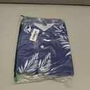 Hawaiian Shirt for Men Short Sleeves Tropical Printed Casual Button Down Summer Beach Floral Shirts (Large, Leaf Blue)