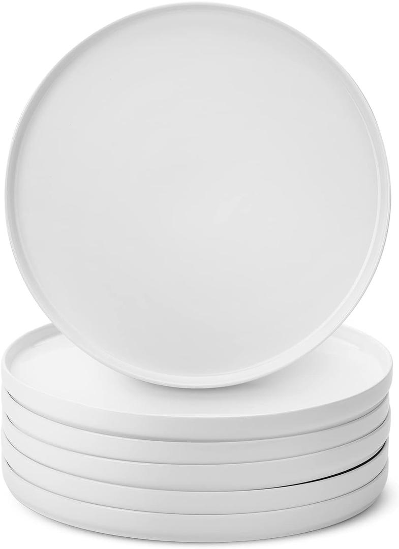 BTaT- Porcelain White Dinner Plates, Set of 6, 10.6 inch, Salad Serving Modern Round Dishes, Smooth Glaze, Dishwasher Safe, Microwave Safe, Oven Safe, Scratch Resistant