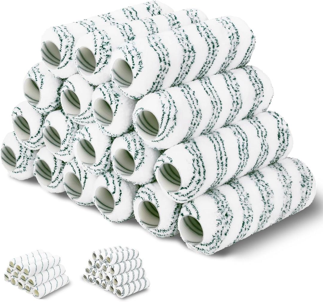 18 Pack 9" x 3/4" Nap Microfiber Paint Roller Covers, High-Capacity Microfiber Covers Refills, Naps for 9 Inch Roller Frame, Ideal for Rough Surfaces, All Paints and Stains